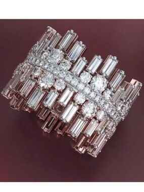 Elegant Silver & Crystal Multi-Row Statement Ring -10